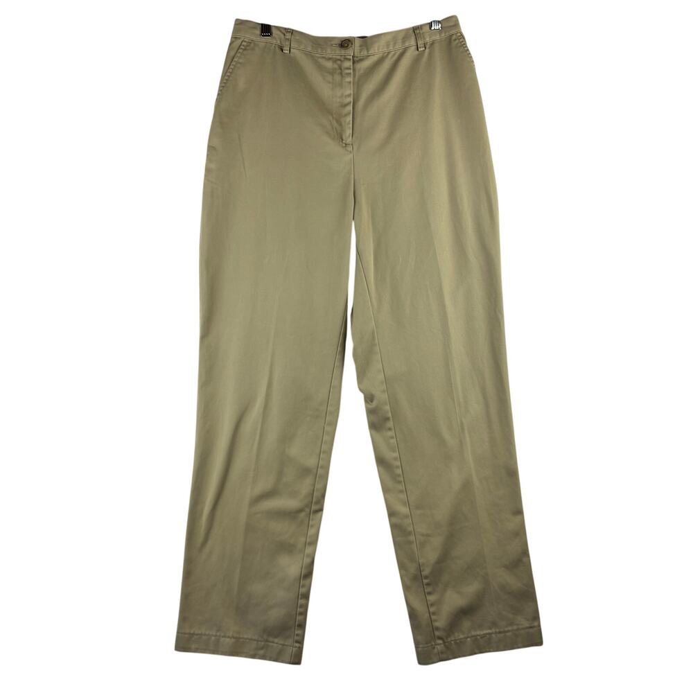 Lands End Fit 3 Khaki Trouser Pants Women Size 10 Elastic Stretch Comfort Office